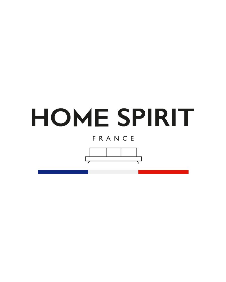 Logo von Home Spirit mit einem Sofa und den Farben der französischen Flagge.